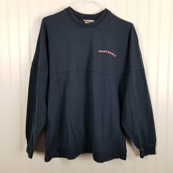 Nantucket Spirit Shirt Oversized Adult Small Dark Blue Long Sleeve T Shirt Text - Picture 2 of 6